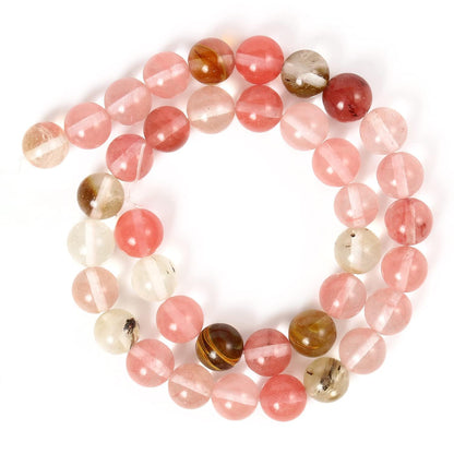 About 45pcs 8mm Natural Stone Beads Fire Cherry Quartz Beads Energy Crystal Power Gemstone for Jewelry Making, DIY Bracelet Necklace