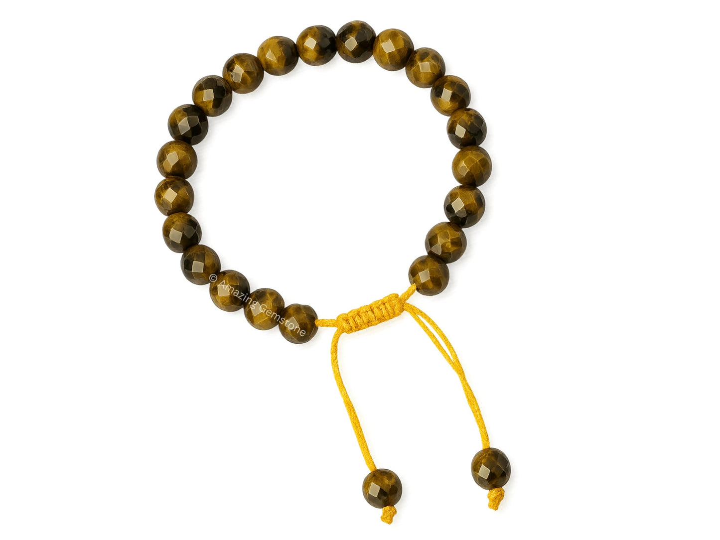 Amazing Gemstone Tiger Eye Bracelet for Women - Chakra Mens Bracelet Protection Crystals and Healing Stones - Blessing Spiritual Meditation Stocking (Faceted Beaded Bracelet, Adjustable)