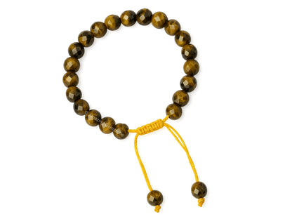 Amazing Gemstone Tiger Eye Bracelet for Women - Chakra Mens Bracelet Protection Crystals and Healing Stones - Blessing Spiritual Meditation Stocking (Faceted Beaded Bracelet, Adjustable)
