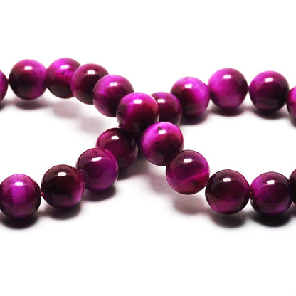 DIQIO Natural Stone Beads Gemstone Beads for Jewelry Making - 6mm Magenta Tiger Eye Beads for Bracelets, Pink Rose Jasper Round Beads(58-60pcs, 6mm, Magenta Tiger Eye)