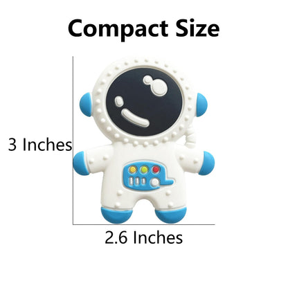 Cuxnoo Baby Teething Spaceman Toy for 3+ Months Infants Sucking, Food Grade Silicon Astronaut Styling Teether, BPA Free (4 in 1 Pack)