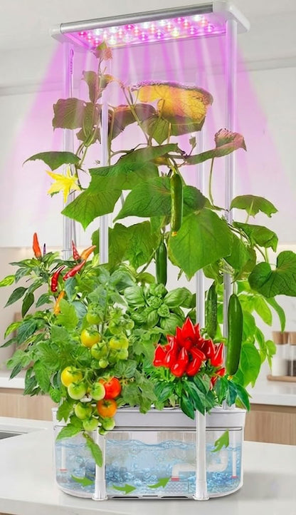 E SUPEREGROW Hydroponics Growing System kit with Trellis,Smart Hydroponic Gardening System with LED Grow Light, Indoor Hydroponic Garden Herb Grow Kit for Short Tomato,Pepper,Cucumber (6200LC)