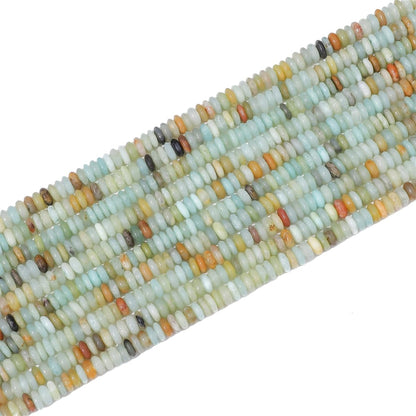 BEADIA Natural Amazonite Disk Stone Beads 4x2mm 160pcs Rondelle Loose Semi Gemstone Beads for Jewelry Making Design