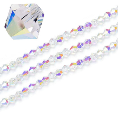 500pcs Czech 6mm (0.24 Inch) Faceted Bicone Crystal Glass Loose Beads Spacer Bulk Crystal AB for DIY Craft Jewelry Making CCB602