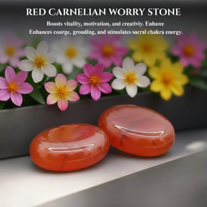 Red Carnelian Thumb Worry Stones Metaphysical Gemstone Crystal Healing Reiki Men Women Gift FENG Shui Positive Energy Love Wellness Palm Stones Wicca Powerful