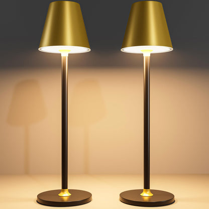 Timjorman 2-Pack Cordless Table Lamps - 5000mAh Rechargeable Battery Operated Desk Lamp, 3-Level Dimmable LED Night Light for Bedroom, Dining, Restaurant - Metal Design(Gold&Black 2-Pack)