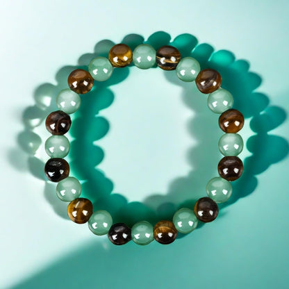 Money Bracelets for Women, Green Aventurine and Tiger Eye Crystal Bracelet, 8MM Beaded Jewelry for Wealth, Protection, and Good Luck, Healing Energy Bracelet, Calming Gift for Mom or Friend (1PCS)