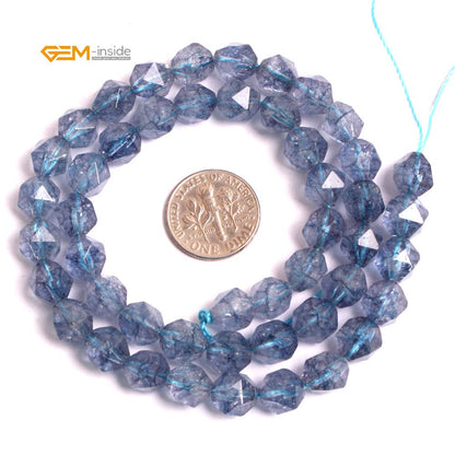 GEM-Inside Natural 8mm Aquamarine Gemstone Loose Beads Faceted Dyed Blue Cambay Crystal Energy Stone Power for Jewelry Making 15"