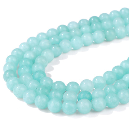 Risyfjew 50PCS 8mm Natural Aquamarine Beads Gemstone Round Loose Beads for Jewelry Making Chakra Crystal Stone Beads for Bracelets Necklace Earrings Making Supplies (50pcs/Strand)
