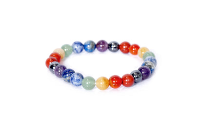 L PEDRA & CRYSTAL 8mm Natural Gemstone Seven Chakra Bracelet | Handmade Beaded Bracelet for Women & Men | Energy Balance & Everyday Wellness Jewelry