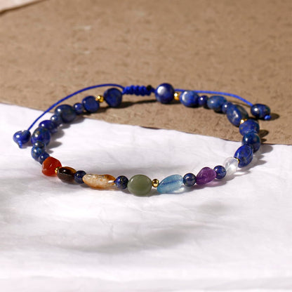 Jewever 7 Chakra Crystals and Stones Anklet Irregular Tumbled Gems Beaded Ankle Bracelets for Women Spiritual Energy Meditation Yoga Healing Jewelry Mom's Gifts (Lapis Lazuli)