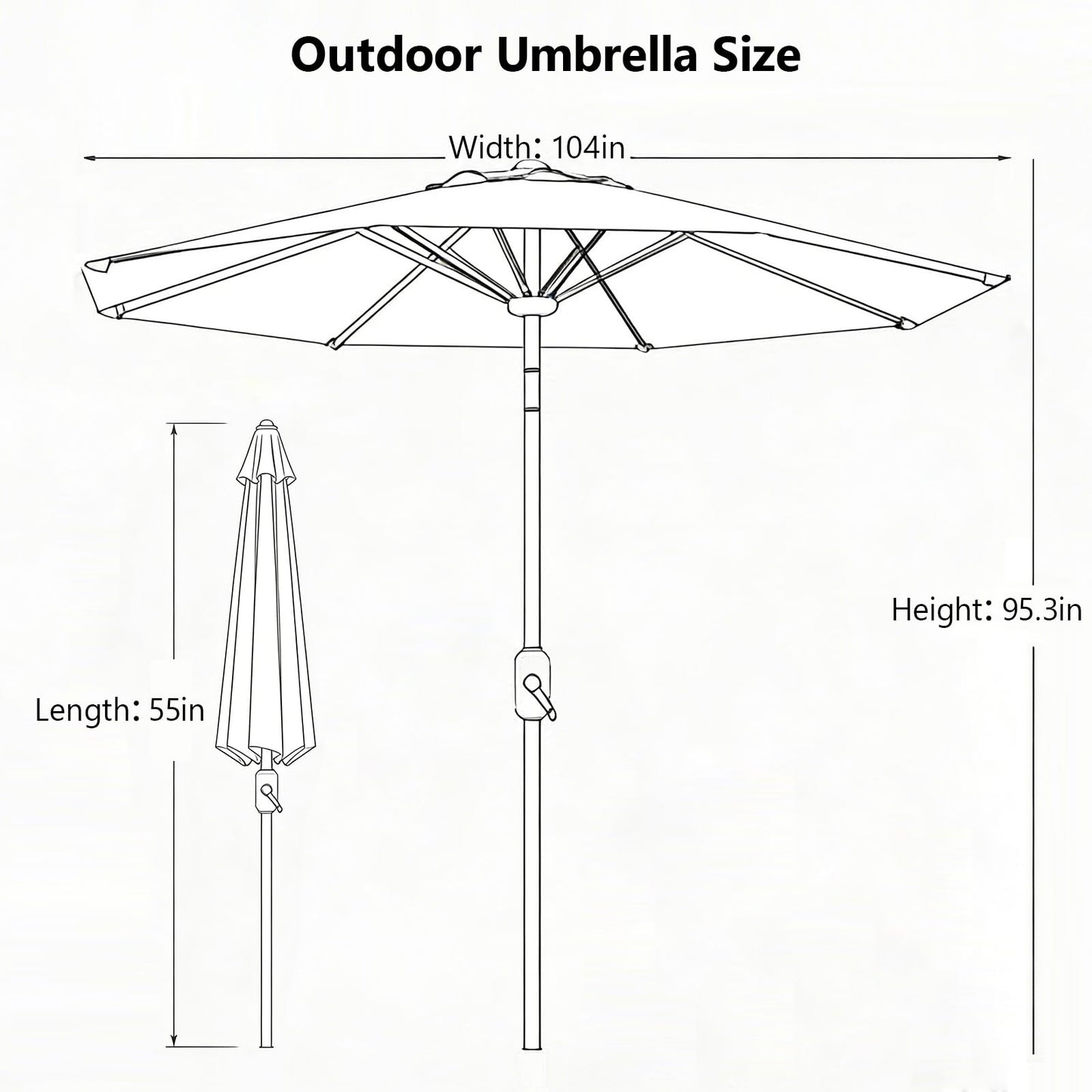 MAKE CHANGES 9FT Outdoor Patio Umbrella with Tilt & Crank, Wind Resistant Market Umbrella, UPF 50+ Waterproof 180G Canopy for Garden, Deck, Backyard and Pool