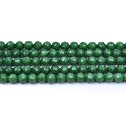 HAAMIIQII 8mm Grass Green Jade Faceted Round Stone Spacer Beads, Loose Gemstone Beads for Jewelry Making, DIY Bracelet, Necklace, Healing Crystal 15 Inch (51pcs)