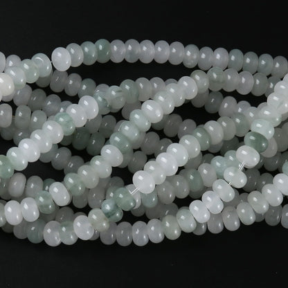 5x8mm 76pcs Natural Green Ice Jade Stone Rondelle Spacer Loose Beads Abacus Disk Stone Round Loose Gemstone Beads for Jewelry Making DIY Bracelet Necklace