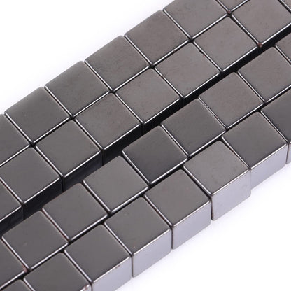 HAAMIIQII 65pcs 6mm Natural Black Hematite Loose Gemstone Beads Square Shape Spacer Stone Beads for Jewelry Making DIY Bracelets Necklaces Crafting