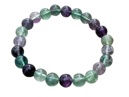 GAF TREASURES Rainbow Fluorite Crystal Bead Bracelet 8mm, Genuine Rainbow Fluorite Stretch Gemstone Bracelet, Healing Crystal Bracelet, Gift for Men & Women (1)