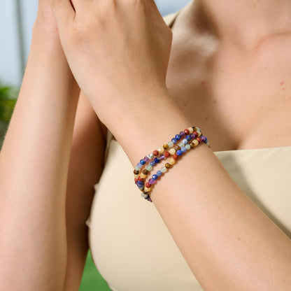 Farfume Chakra - Balance & Harmony - Beaded Bracelets for Women,Handmade Natural Stone 4mm Beads 925 Sterling Silver Stretch Bracelets, Chakra Crystal Gemstone Jewelry Gifts
