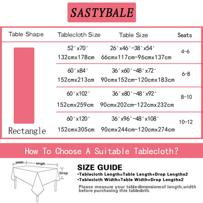 SASTYBALE Spring Summer Tablecloth 52 x 70 Inches Rectangle Red Floral Table Cloth, Washable Water Resistant & Wrinkle Free Polyester Texture Table Cover for Party,Picnics, and Dinner Decor
