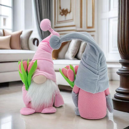 ALYRMEI Gnome Plush Decorations Gift, 15 inch Gnome Decorations for Home,Spring Gnomes Plush for Tiered Tray Decor, Swedish Gnomes Mother's Day Decoration Home Tabletop Elf Doll,Grey