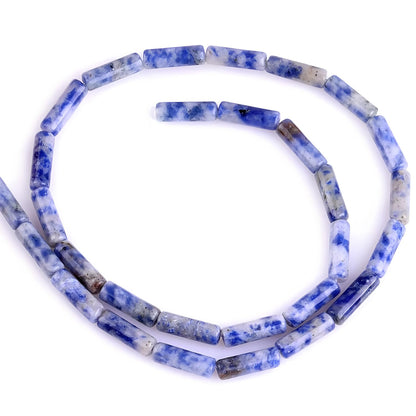 HAAMIIQII Natural Blue Sodalite Tube Beads 13x4mm Column Stone Cylinder Gemstone Loose Beads for Jewelry Making Strand 15 Inch (28-29pcs)