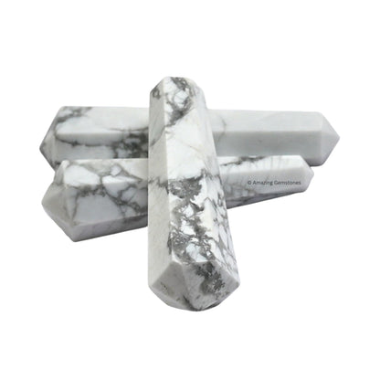 Amazing Gemstone Howlite Crystal Points Bulk Healing Crystals - Pack of 3 Double Terminated Healing Wand Point Bulk Crystals for Crafts, Crystal Grid, DIY Work - Premium Crystals for Beginners Gifts