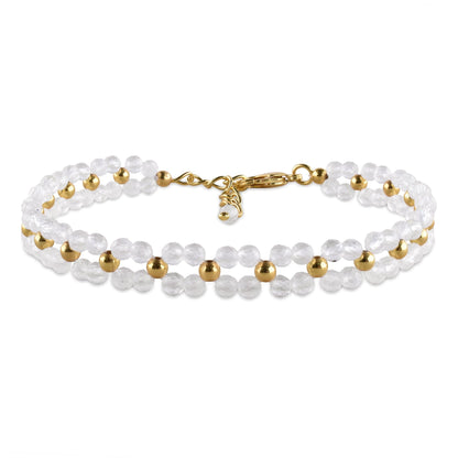 InfinityGemsArt Moonstone Bracelets for Women – June Birthstone White Gemstone, Handmade 14K Gold Plated Adjustable Chain, Dainty Chakra Jewelry, Gift for Her - Mom Jewelry