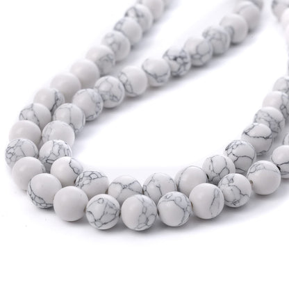 45PCS 8MM White Howlite Turquoises Round Loose Beads Natural Gemstone Beads for Jewelry Making DIY Bracelet Necklace 15"