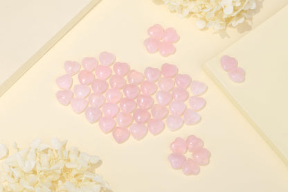 YATOJUZI 20PCS Rose Quartz Crystals Heart Natural Crystals and Healing Stones Pink Rose Quartz Hearts Stones Mini Pocket Reiki Gemstones Bulk Wholesale Valentines Day Gifts for Women