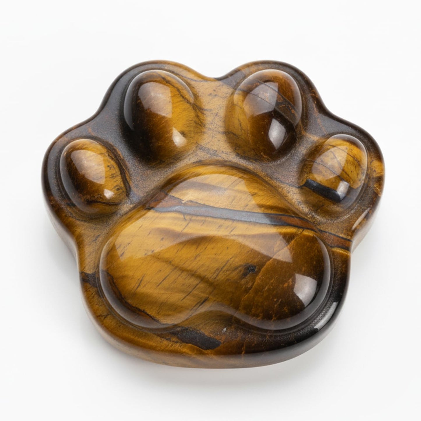 BEAUSIOO 1.6 Inch Tiger's Eye Animal Paw Worry Stone, Healing Crystal Palm Stone for Stress & Anxiety Relief, Ultra Smooth Polished Natural Stones, with Velvet Pouch