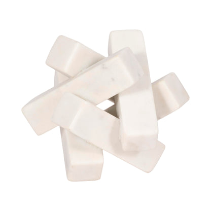Sagebrook Home 4-Inch White Marble Geometric Orb