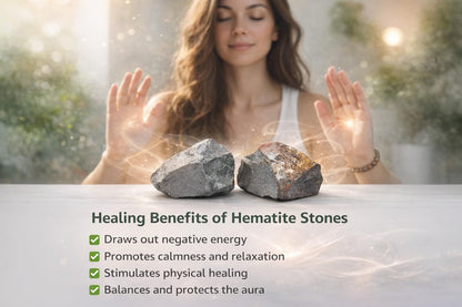 Healing Crystal Stones, 1.25-2.0" Large Reiki Healing Gemstones Natural Tumbled Polished Stones for Energy Witchcraft Therapy Meditation Pack 2 (Hematite)