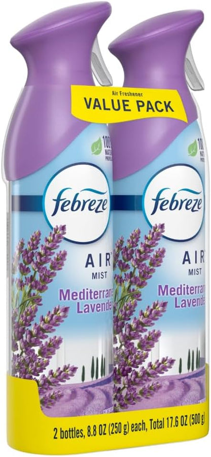 Febreze Air Freshener Spray, Odor-Fighting Room Spray, Mediterranean Lavender Scent, 8.8oz, 2 Count