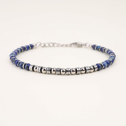 GAVU Hematite Lapis Lazuli Bracelet, Crystal Beaded Bracelet for Men