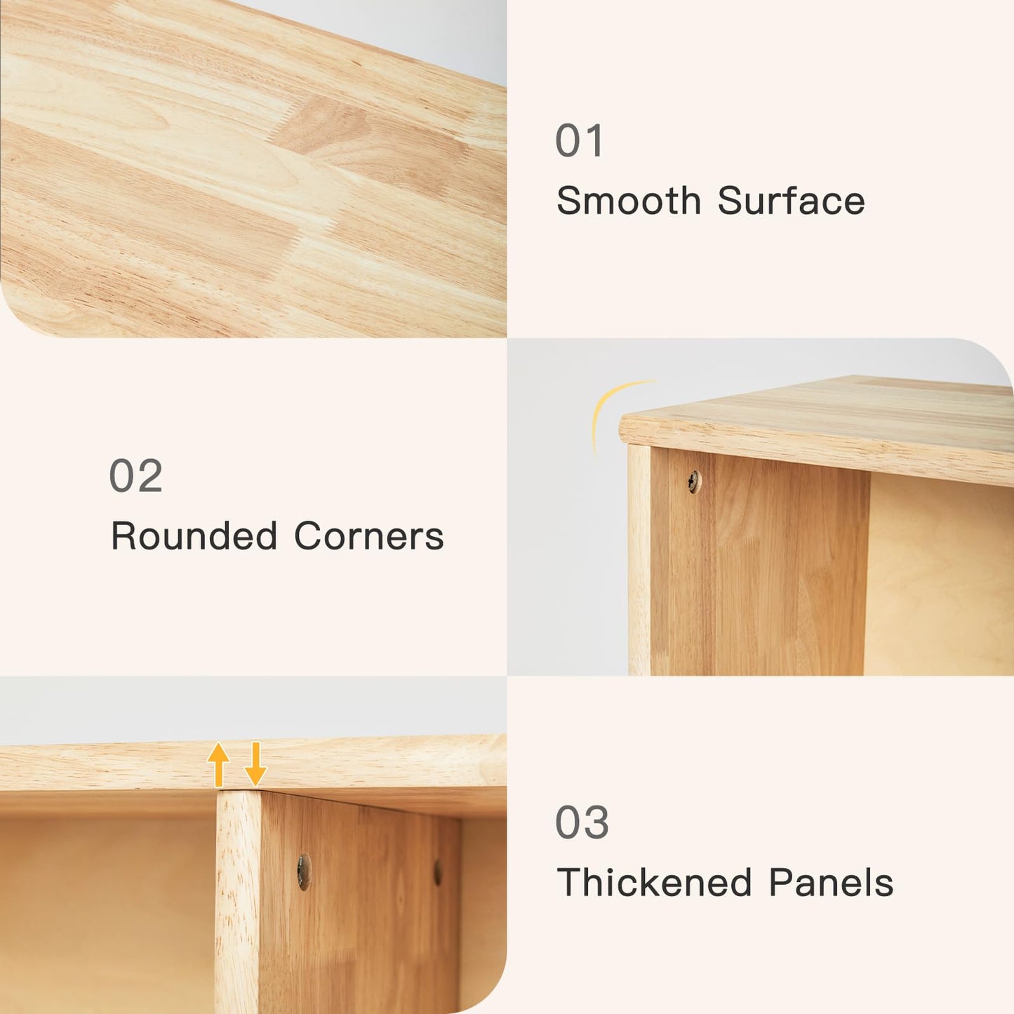 PTINFLUCE Rubber Wood Montessori Shelf, Wooden Toy Storage Organizer for Books Toys, 2 Shelf Bookcase, 5-Section Storage Cabinet, Toddler Book Shelf for Kids Rooms, Playroom, Nursery, Kindergarten