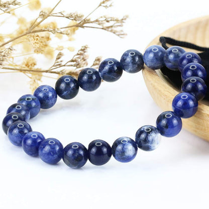 Clearain Natural Gemstones Bracelet 8mm Chakra Round Beads Energy Power Crystal Reiki Healing Elastic Stretch 7 Inch for Women Men Unisex(Sodalite)