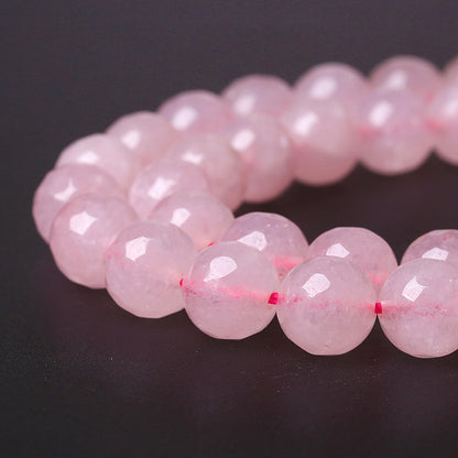 45pcs 8mm Natural Rose Pink Quartz Crystal Faceted Stone Beads for Jewelry Making Energy Healing Power Stone Beads DIY Bracelet Necklace Accessories 15" (8mm, Faceted Rose Quartz)