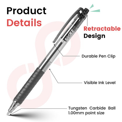 Sooez 80 Pack Pens Bulk, Ballpoint Pens with Soft Grip, Retractable Black Ink Pen, Medium Point 1.0mm for Note-Taking & Journaling, Smooth Writing No Bleed for Nurses Servers Teachers School Office