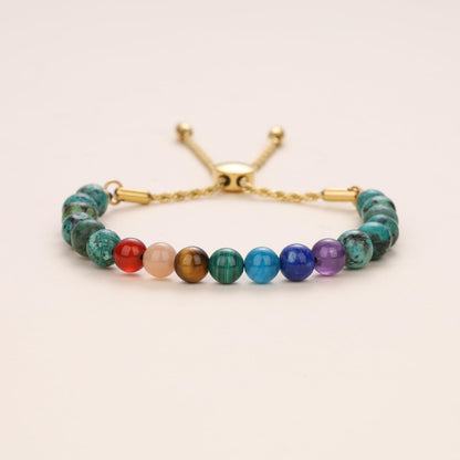 COAI Women's 7 Chakra Bracelet, African Turquoise Beaded Bracelet for Women