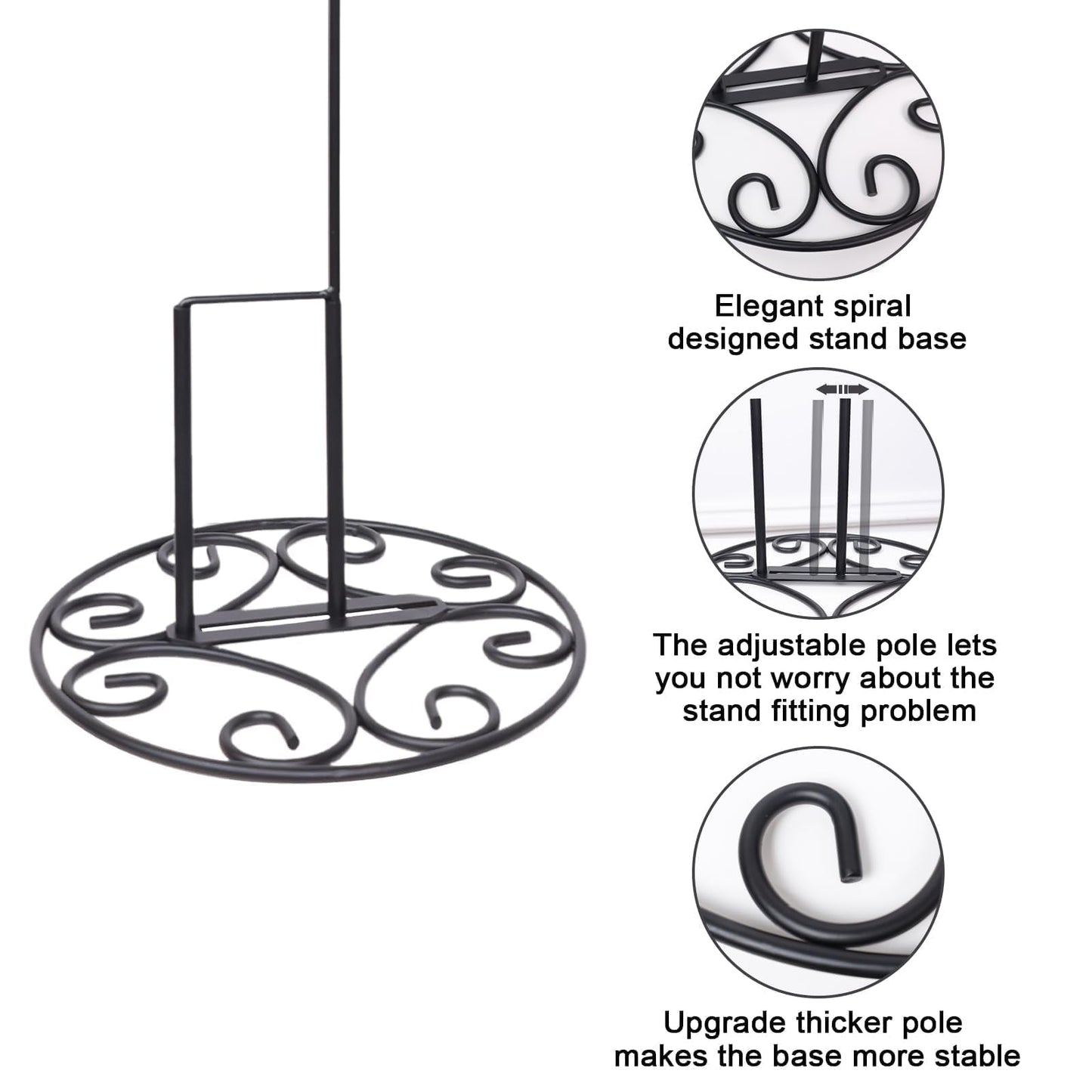 ESTTOP Garden Flag Stand Base, Free Standing Decorative Metal Scroll Flag Stand, 11 Inches Wide x 6 Inches High 1.4 lbs Solid Steel, Suit for Yard, Patio,Lawn, Deck, Sidewalk, Tailgate, Porch