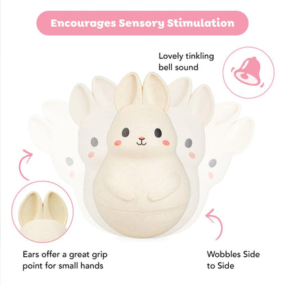 Tiger Tribe: Roly Poly - Bunny - Soft Silicone, ECO Bio-Plastic, Twinkling Sound, Soothing Sensory Toy, Infant & Baby Ages 3+ mo.