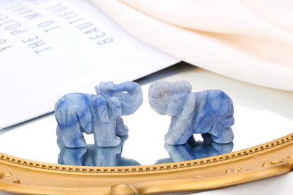 QINJIEJIE Blue Aventurine Crystals Elephant Decor Cute Desk Stones Polished Figurine Natural Gemstones Luck Decoration Home Room Office Pocket Hippie Decor Meditation Spiritual Gift for Women