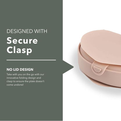 Miniware Baby Travel Plate with Suction - Foldable Silicone Baby Travel Essential to Promote Self-Feeding - Dishwasher Safe, BPA Free, Food Grade Silicone Baby Plate For On The Go - Pink Silifold