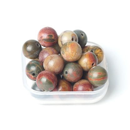 100Pcs Natural Stone 6mm Picasso Round Loose Gemstone Energy Healing Beads Hole Size 1mm DIY Smooth Beads for Bracelet Necklace Earrings Jewelry Making