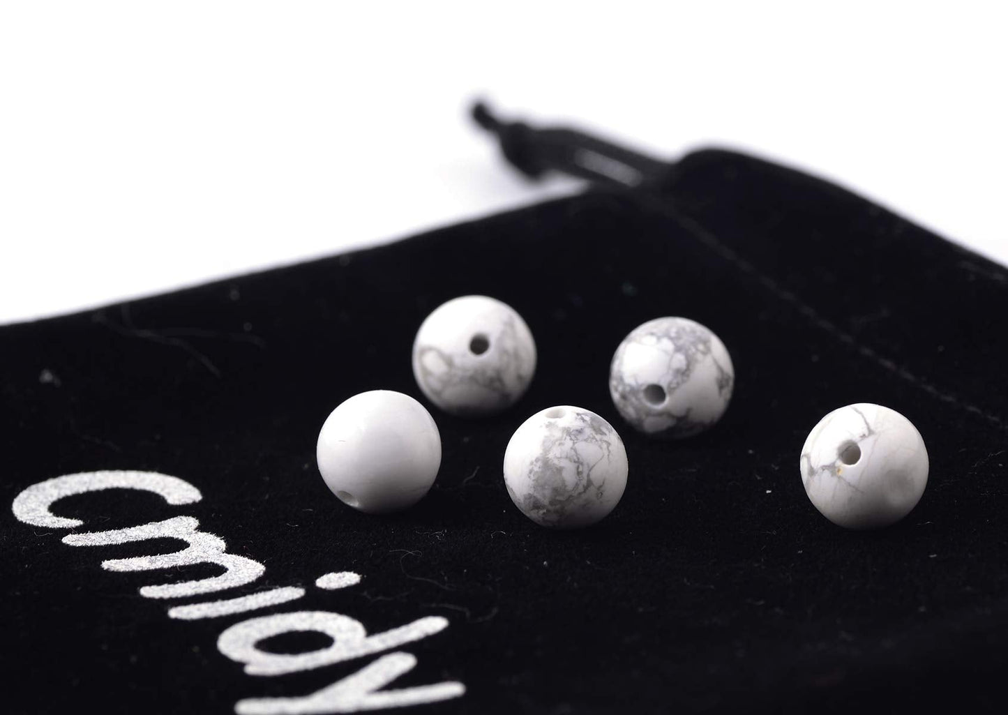 Natural Stone Beads 100pcs 8mm White Howlite Round Genuine Real Stone Beading Loose Gemstone Hole Size 1mm DIY Charm Smooth Beads for Bracelet Necklace Earrings Jewelry Making (White Howlite, 8mm)