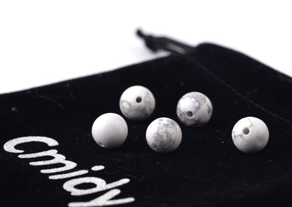 Natural Stone Beads 100pcs 8mm White Howlite Round Genuine Real Stone Beading Loose Gemstone Hole Size 1mm DIY Charm Smooth Beads for Bracelet Necklace Earrings Jewelry Making (White Howlite, 8mm)