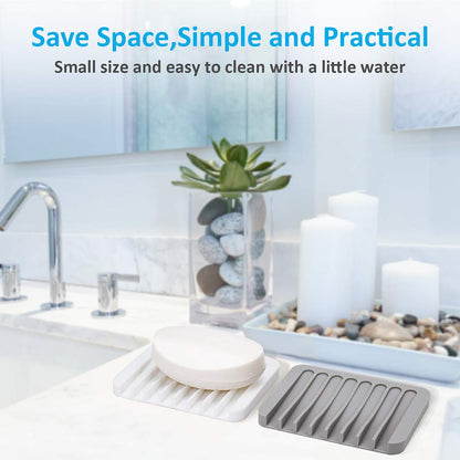 Mcyye Self Draining Soap Dishes, Premium Silicone Soap Holder & Saver for Shower, Bathroom, Kitchen, Bath Tub, Razor, Sponges, Drains Water Very Well, Can Extend Soap Life, Easy Clean