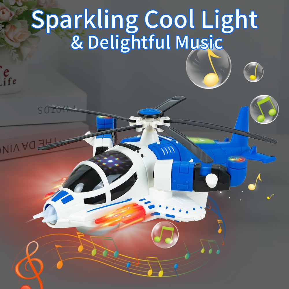 Helicopter Toy for Kids,Boys with Lights and Sounds, Kids Play Airplane, 360°Freedom and Operated Automatic Plane,Airplane Toys for 3 4 5 6 Year Old Up Toddler Boys Girls Birthday Party Favors(Blue)