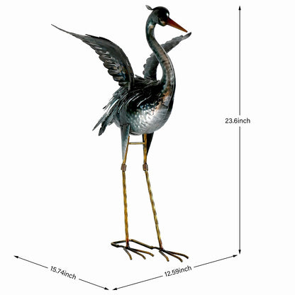 chisheen Crane Garden Statue Sculpture, Metal Heron Outdoor Decor, Yard Art Bird Decoy for Backyard Pond Patio Porch Lawn Decorations