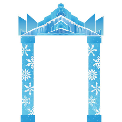 JellyArch Winter Party Door Banner Classroom Door Cover Snow Wonderland Porch Decor Winter Birthday Decorations Photography Backdrop for Holiday Christmas Snowflake Party(Castle)