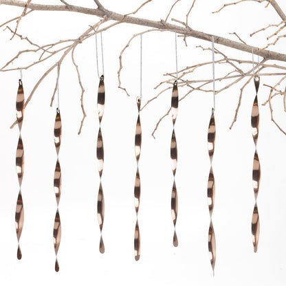 AMS Christmas Tree Ornaments 24PCS Aluminum Twisted Icicles Ornament Set for Christmas Tree New Year Party Decorations Supplies(Shiny 9.8",Coffee)